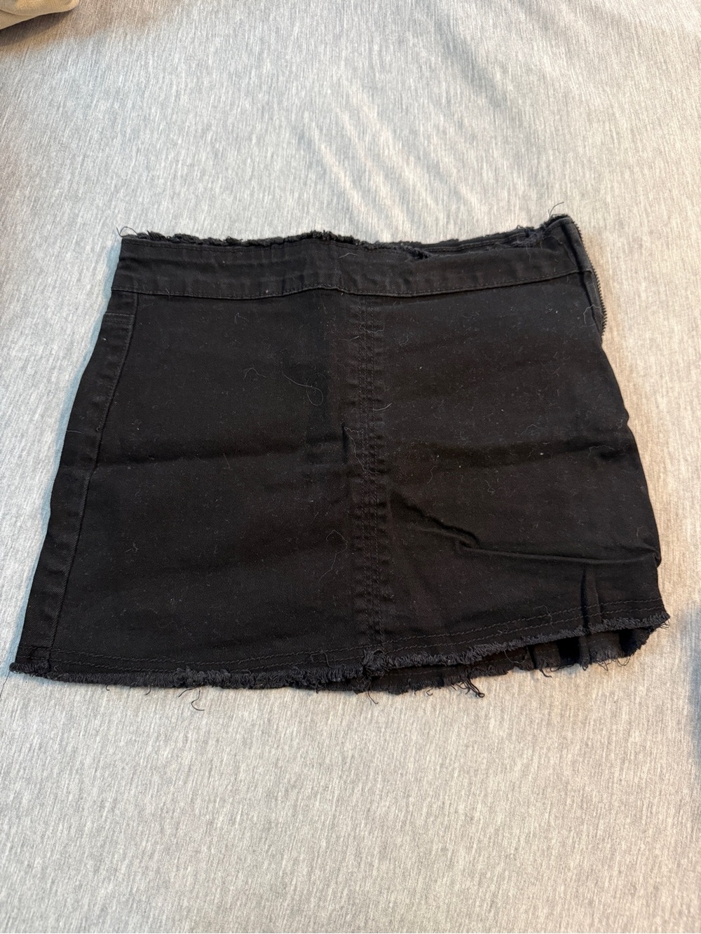 Forever 21 Black Denim Mini Skirt with Frayed Edges